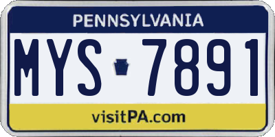 PA license plate MYS7891