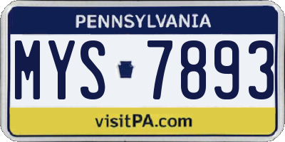 PA license plate MYS7893