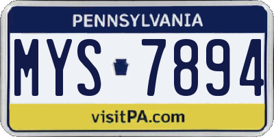 PA license plate MYS7894