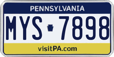 PA license plate MYS7898