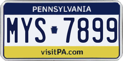 PA license plate MYS7899