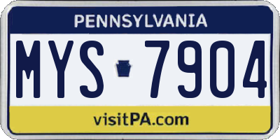 PA license plate MYS7904