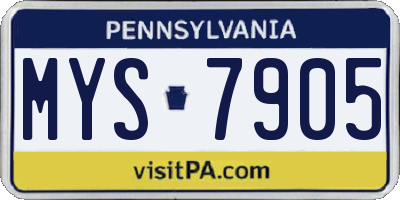 PA license plate MYS7905