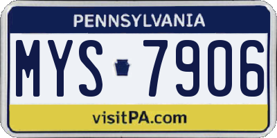 PA license plate MYS7906