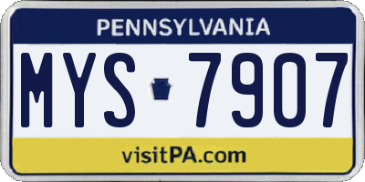 PA license plate MYS7907