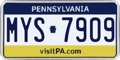 PA license plate MYS7909