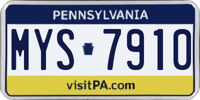 PA license plate MYS7910