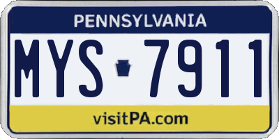 PA license plate MYS7911