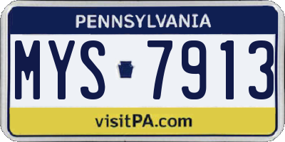 PA license plate MYS7913