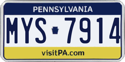 PA license plate MYS7914