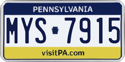 PA license plate MYS7915