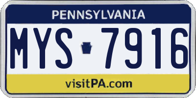 PA license plate MYS7916