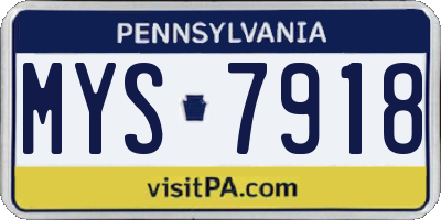 PA license plate MYS7918