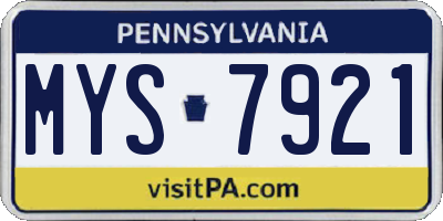 PA license plate MYS7921