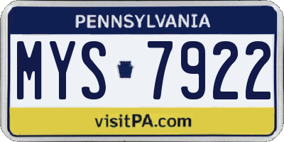 PA license plate MYS7922