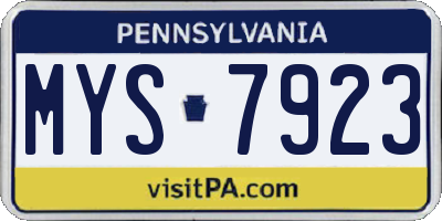 PA license plate MYS7923