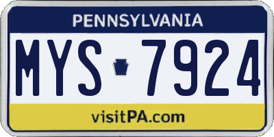 PA license plate MYS7924