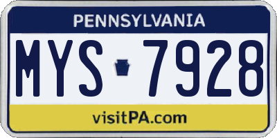 PA license plate MYS7928