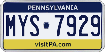 PA license plate MYS7929