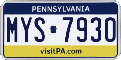 PA license plate MYS7930