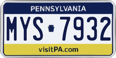 PA license plate MYS7932