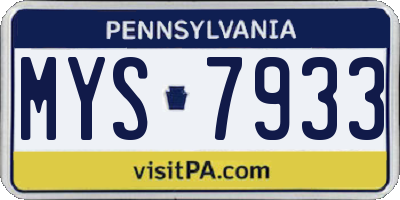 PA license plate MYS7933