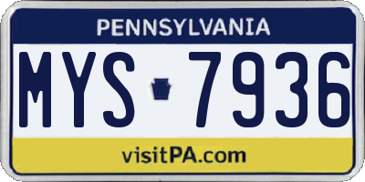 PA license plate MYS7936