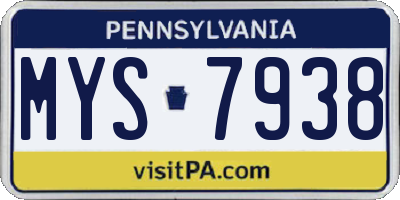 PA license plate MYS7938