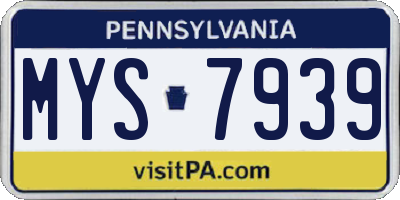 PA license plate MYS7939
