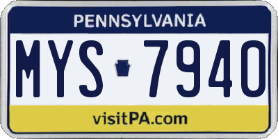 PA license plate MYS7940