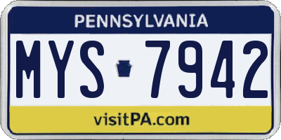 PA license plate MYS7942