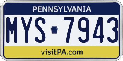 PA license plate MYS7943