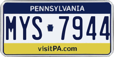 PA license plate MYS7944