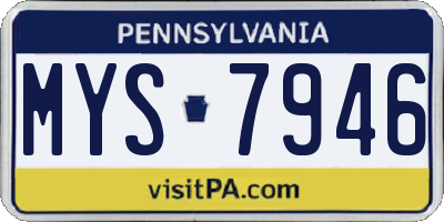 PA license plate MYS7946