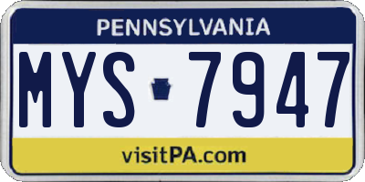 PA license plate MYS7947