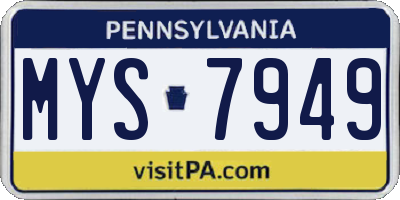 PA license plate MYS7949