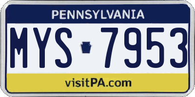PA license plate MYS7953