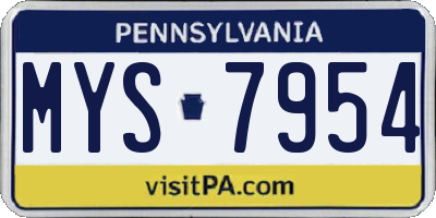 PA license plate MYS7954