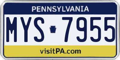 PA license plate MYS7955