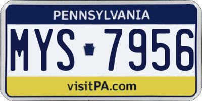 PA license plate MYS7956