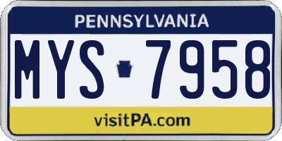 PA license plate MYS7958