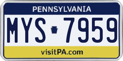 PA license plate MYS7959