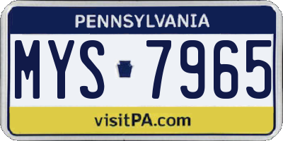 PA license plate MYS7965