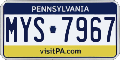 PA license plate MYS7967