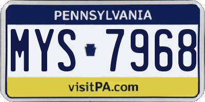 PA license plate MYS7968