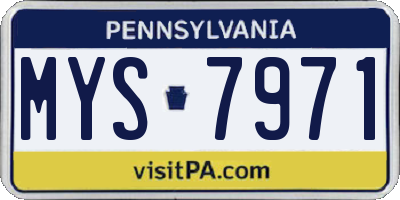 PA license plate MYS7971
