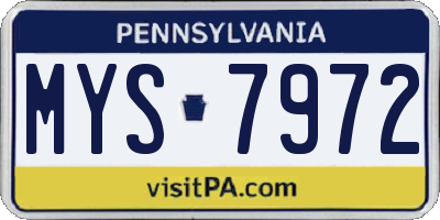 PA license plate MYS7972