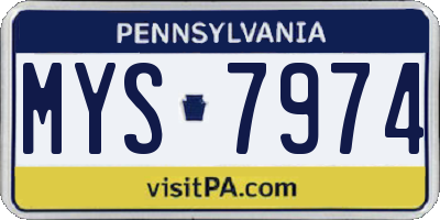 PA license plate MYS7974