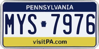 PA license plate MYS7976