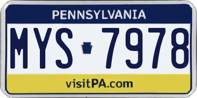 PA license plate MYS7978